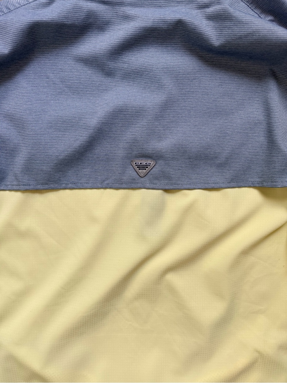 Columbia PFG Hooded Anorak Windbreaker Jacket Blue Yellow Medium M - Picture 9 of 16